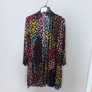 Rainbow Leopard Print Open Cardigan